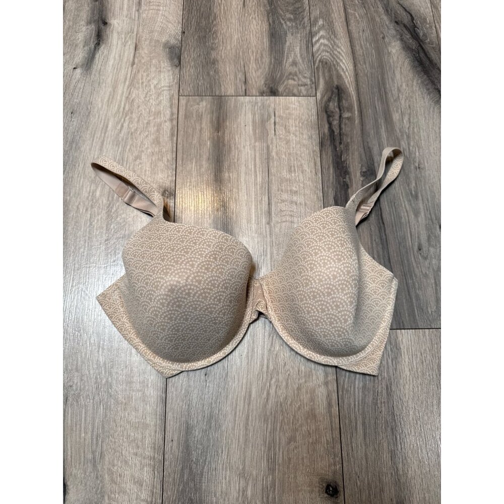 Warners Womens Lightly Lined Underwire Bra 36D Beige Pattern Adjustable Straps &